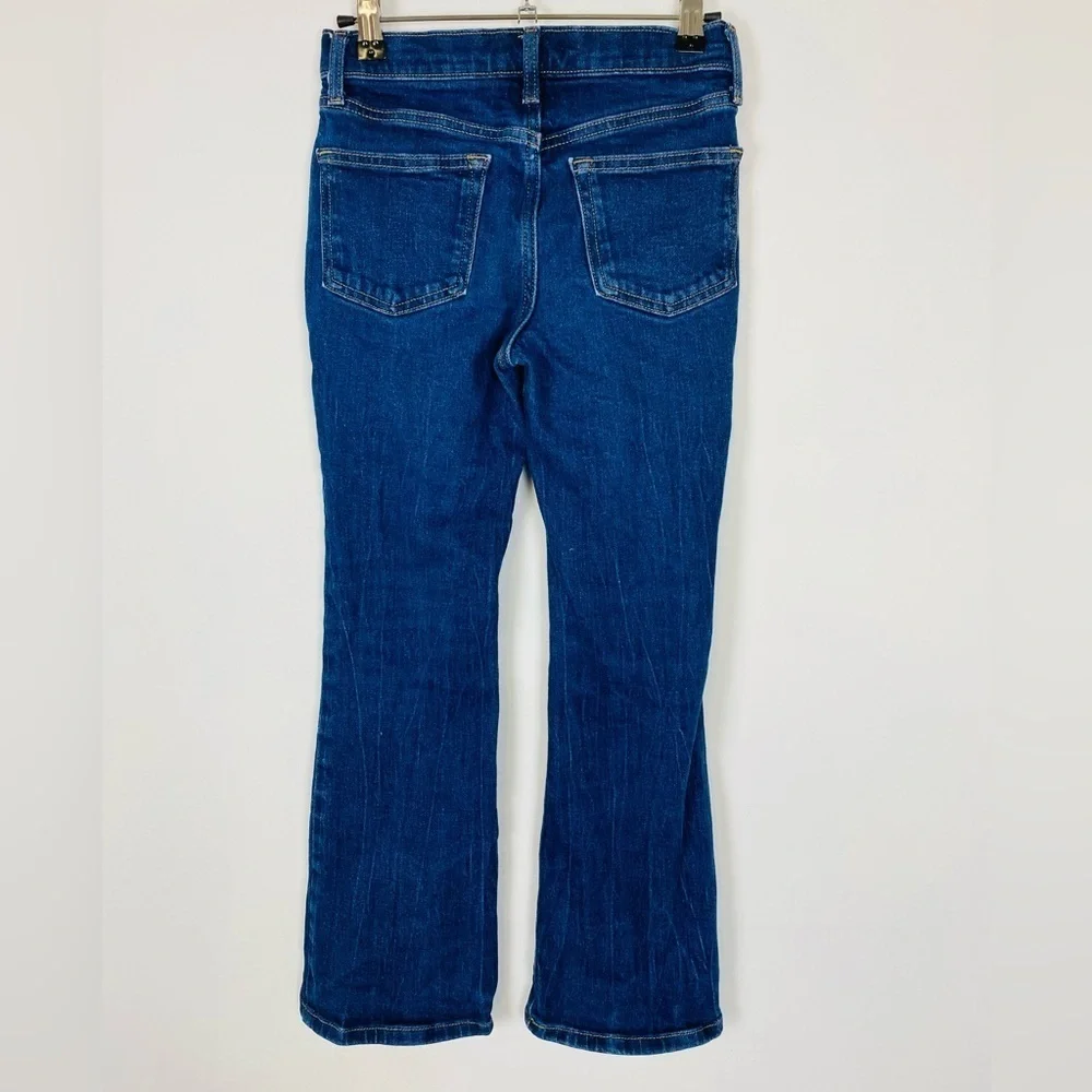Old Navy Flare Leg Jeans Girls 12 High Rise Dark Wash Blue Stretch Denim Pants